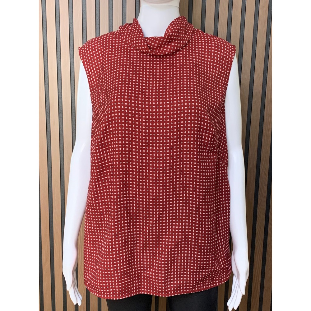 MM.LaFleur Red Geometric Print Cowl Neck Sleeveless Blouse Top Size +1